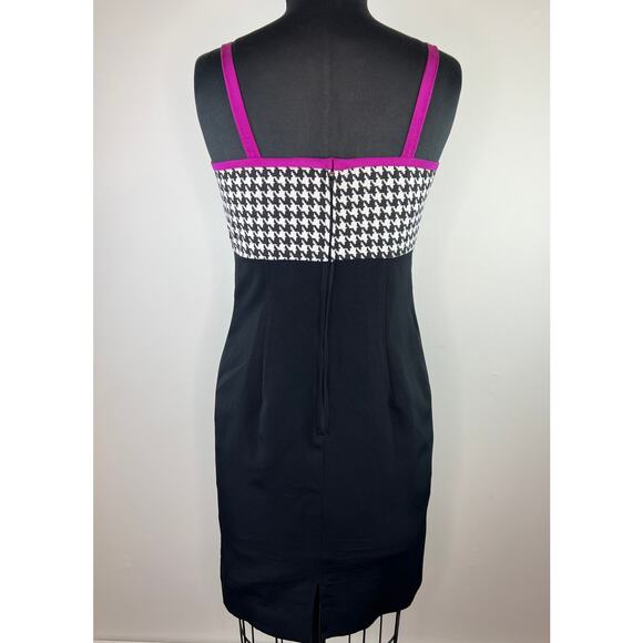 VINTAGE Karen Lawrence Black Pink Houndstooth Sequin Dress Blazer Set 4 VTG USA - Picture 6 of 10